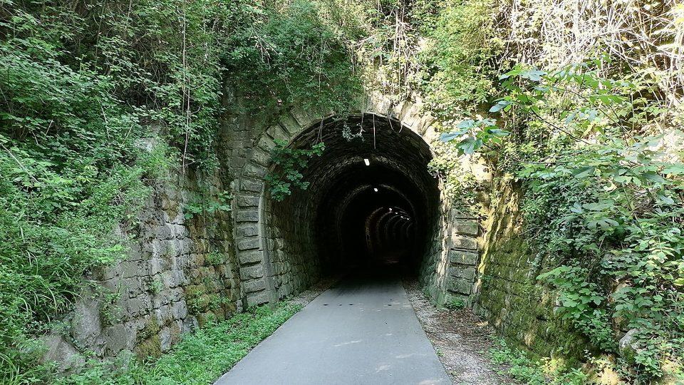 Parenzana cycling trail tunnel on former railway route, Istria Croatia travel guide