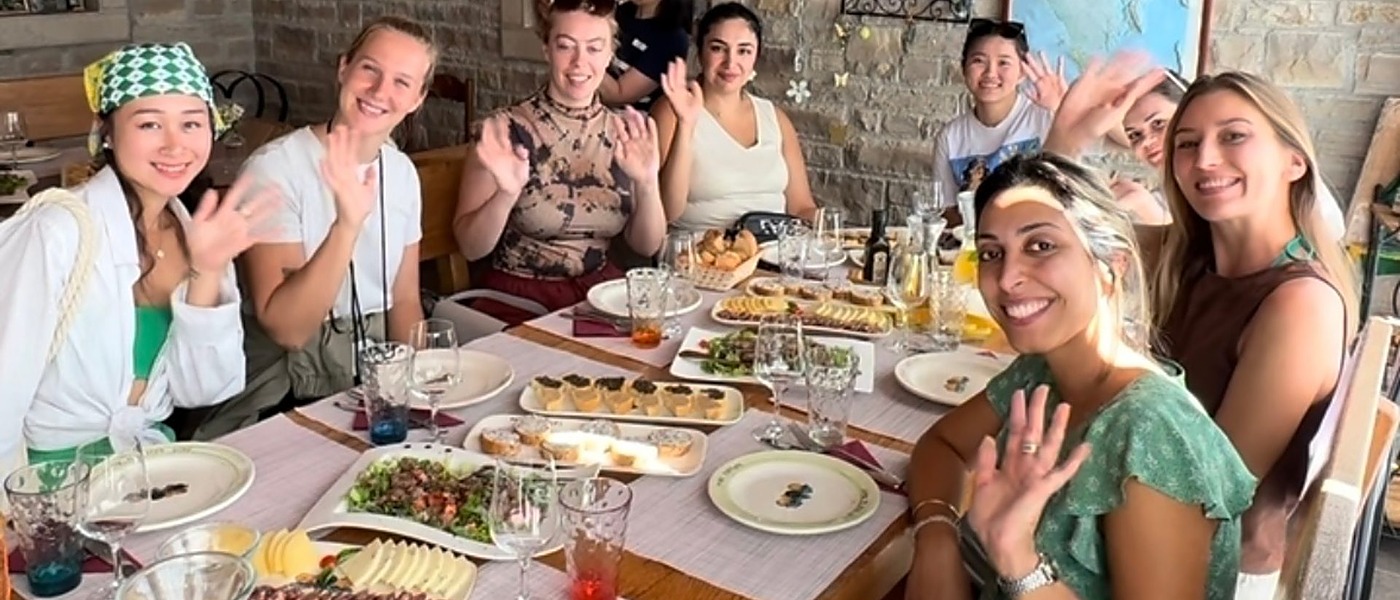 Solo women travellers sharing a truffle lunch together after a hunt in Istria, Croatia